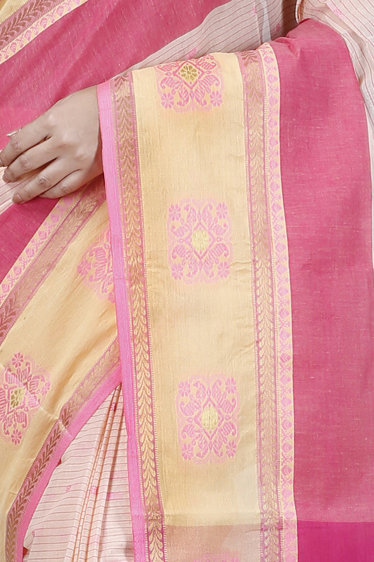 Red Pure Cotton Uma Tant Saree (1143)